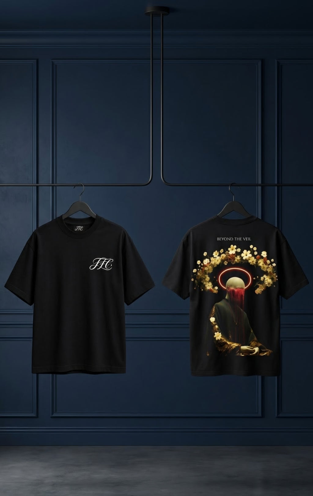 Beyond the Veil Oversized Tee | Black Graphic Print T-Shirt