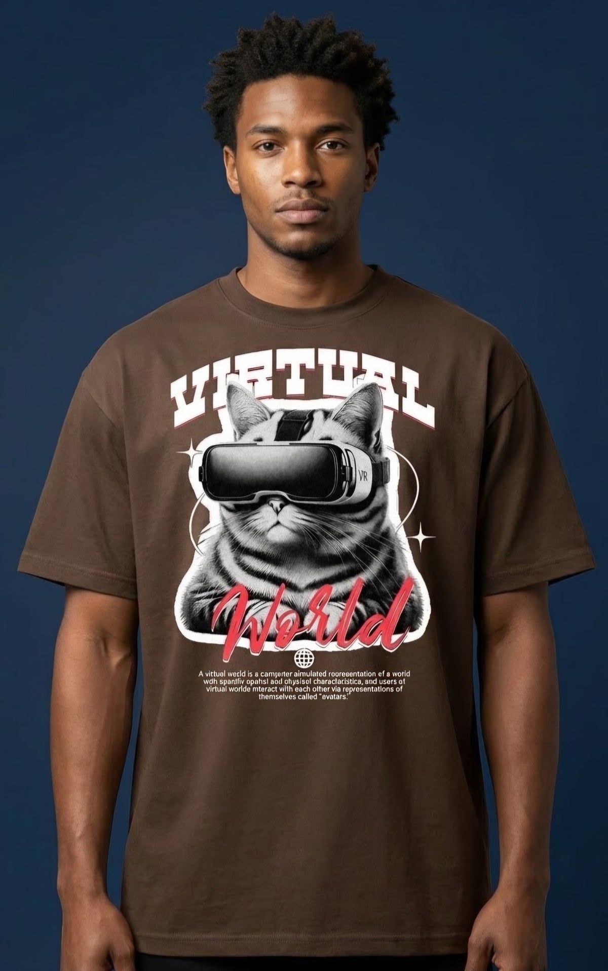 Virtual World Oversized Graphic T-Shirt